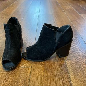 Black open toed booties